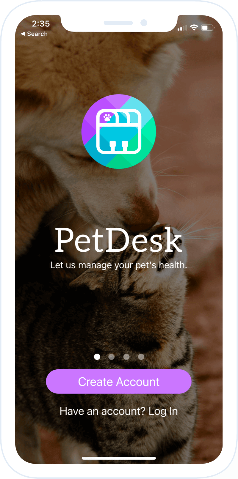 PetDesk app phone graphics